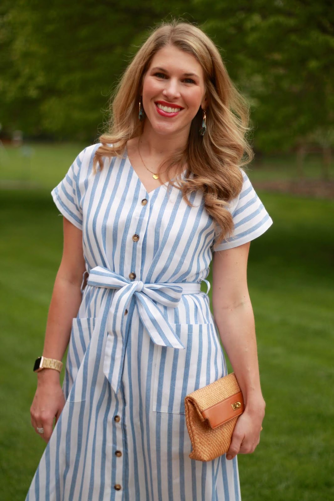 Red White Blue Striped Dress Confident Twosday Linkup I do deClaire